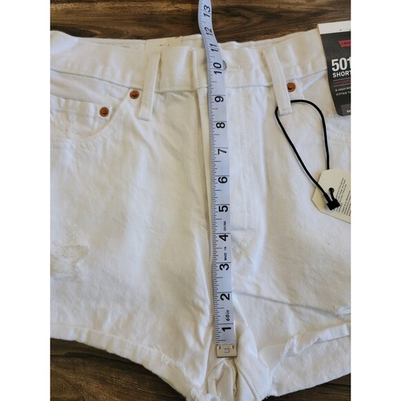 Levi's 501 Premium Quality White Denim Shorts Button Fly Size 28 NWT Levis - Picture 14 of 14